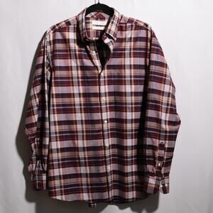Roundtree Yorke Gold Label Mens M Perfect Performance Non-Iron Plaid Long Sleeve